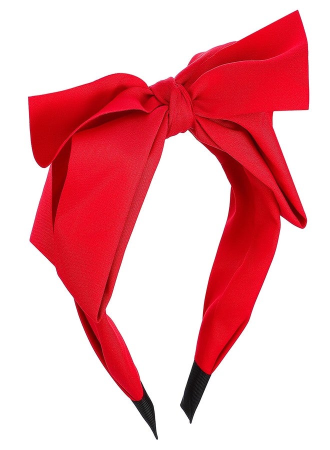 DOPENSPI Wide Bow Headband for Women, Cute Bowknot Headbands Soft Hair Hoop Band Elastic Hair Accessories for women Washing Face Makeup Party Daily Wear(Red) - Image 1
